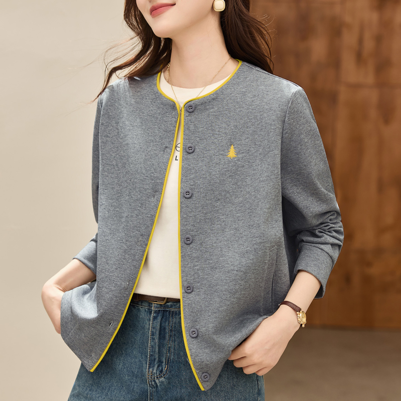 Ženska kardigan-sweatshirt jakna, 2025 proljeće–jesen kolekcija, vrhunski top s normalnim ramenima i opuštenim okruglim izrezom