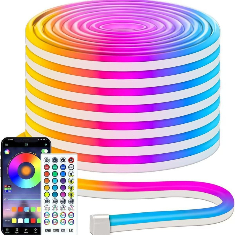 5V RGB LED trak s Bluetooth upravljanjem putem aplikacije, vanjska vodootporna, promjenjive boje – neonska mekana svjetleća traka
