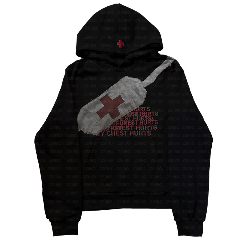 Harajuku High Street Retro Bandage 3D ispis, pulover s kapuljom i džepom – ženska odjeća, streetwear