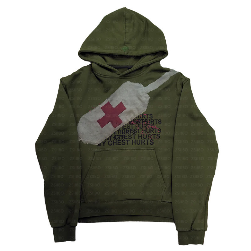 Harajuku High Street Retro Bandage 3D ispis, pulover s kapuljom i džepom – ženska odjeća, streetwear