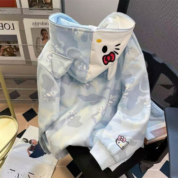 Ženski oversize hoodie cardigan s kapuljom i zipom, za proljeće i jesen, casual stil japansko-korejski leisure, materijal sličan pamuku