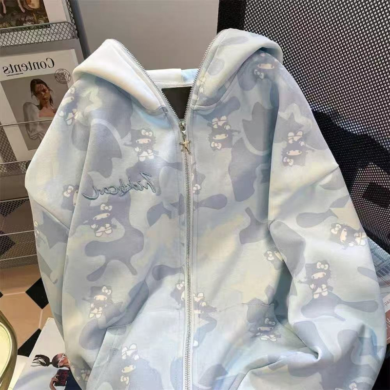 Ženski oversize hoodie cardigan s kapuljom i zipom, za proljeće i jesen, casual stil japansko-korejski leisure, materijal sličan pamuku