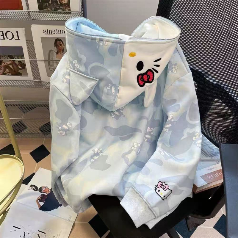 Ženski oversize hoodie cardigan s kapuljom i zipom, za proljeće i jesen, casual stil japansko-korejski leisure, materijal sličan pamuku
