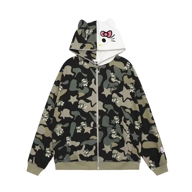 Ženski oversize hoodie cardigan s kapuljom i zipom, za proljeće i jesen, casual stil japansko-korejski leisure, materijal sličan pamuku