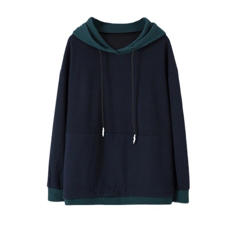 Ženski hoodie s kapuljom, šavovi u bojama blokova, ležerni kroj, dugi rukavi, korejski stil