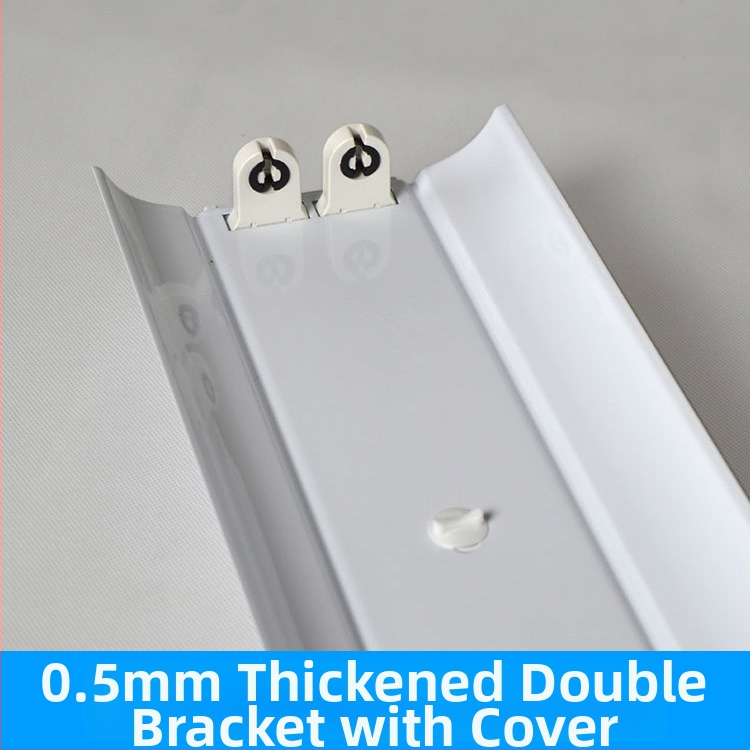 T8 dvojlampový držiak z železa, hrúbka 0,5 mm, LED so reflektorom a krytom, dĺžky 1,2 m alebo 1,5 m