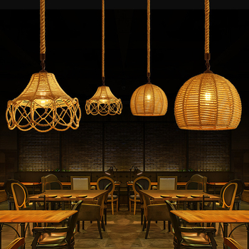 Ručno izrađen retro luster od konopne užadi za restorane, hotele, štandove s hranom i kafiće — nostalgijski abažur lampe