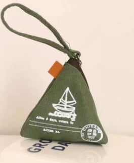 Toranj oblika platneni novčanik za kovanice s retro geometrijskim uzorkom, kompaktni mini pretinac za novčiće i ključeve