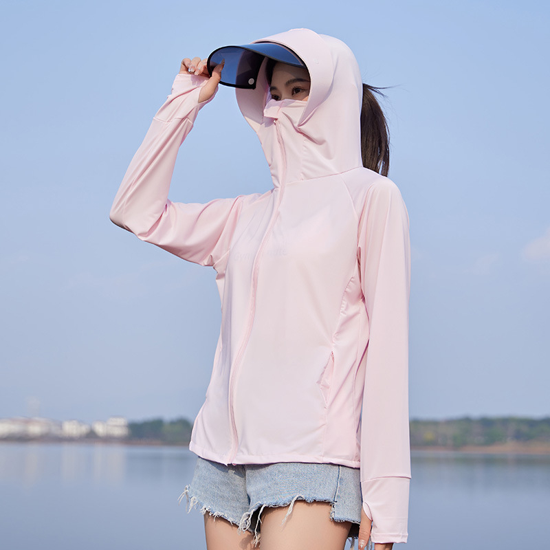 Γυναικείο μπουφάν με κουκούλα και UV protection για ποδηλασία, δροσερή Ice Silk καλοκαιρινή ζακέτα 2025