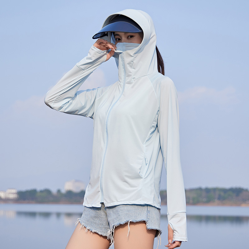 Γυναικείο μπουφάν με κουκούλα και UV protection για ποδηλασία, δροσερή Ice Silk καλοκαιρινή ζακέτα 2025