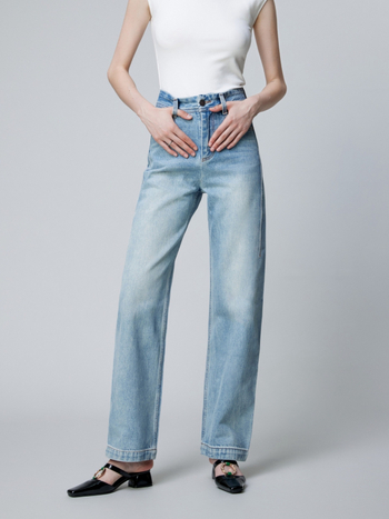 Visokokvalitetne ženske traperice za proljeće 2026., luksuzna tekstura, premium denim, laskava silueta, tri boje, visok struk, straight kroj