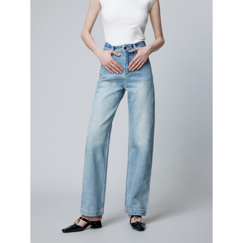 Visokokvalitetne ženske traperice za proljeće 2026., luksuzna tekstura, premium denim, laskava silueta, tri boje, visok struk, straight kroj