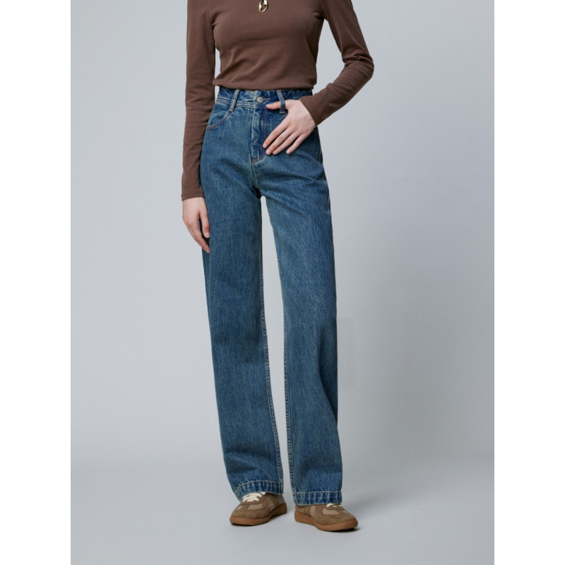 Visokokvalitetne ženske traperice za proljeće 2026., luksuzna tekstura, premium denim, laskava silueta, tri boje, visok struk, straight kroj