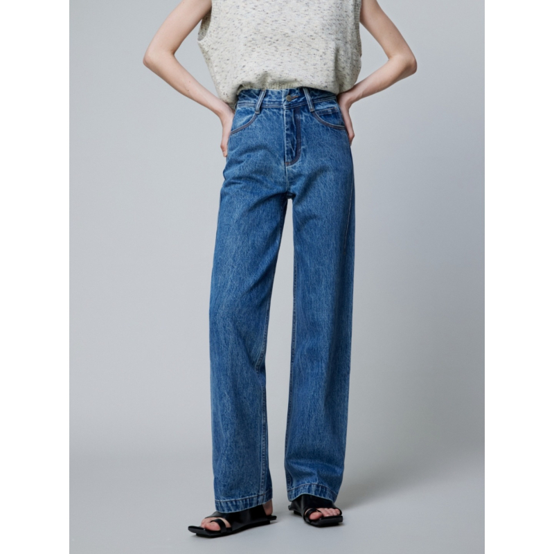 Visokokvalitetne ženske traperice za proljeće 2026., luksuzna tekstura, premium denim, laskava silueta, tri boje, visok struk, straight kroj