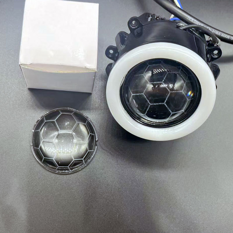 2-inčna LED-modificirana automobilska leća s uzorkom saća u nogometnom stilu, plano-konveksna staklena leća za daljinsko i bliže svjetlo, dvostruka optička leća