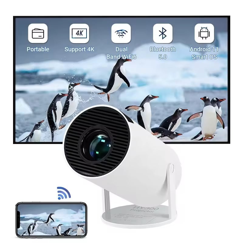 HY300 Prenosni LCD projektor, 720p HD, 100-inčni veliki zaslon, za kućnu i vanjsku upotrebu
