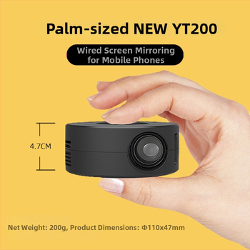 YT200 Prenosný Mini Projektor pre Domácnosť, Inteligentný HD Projektor 1080P