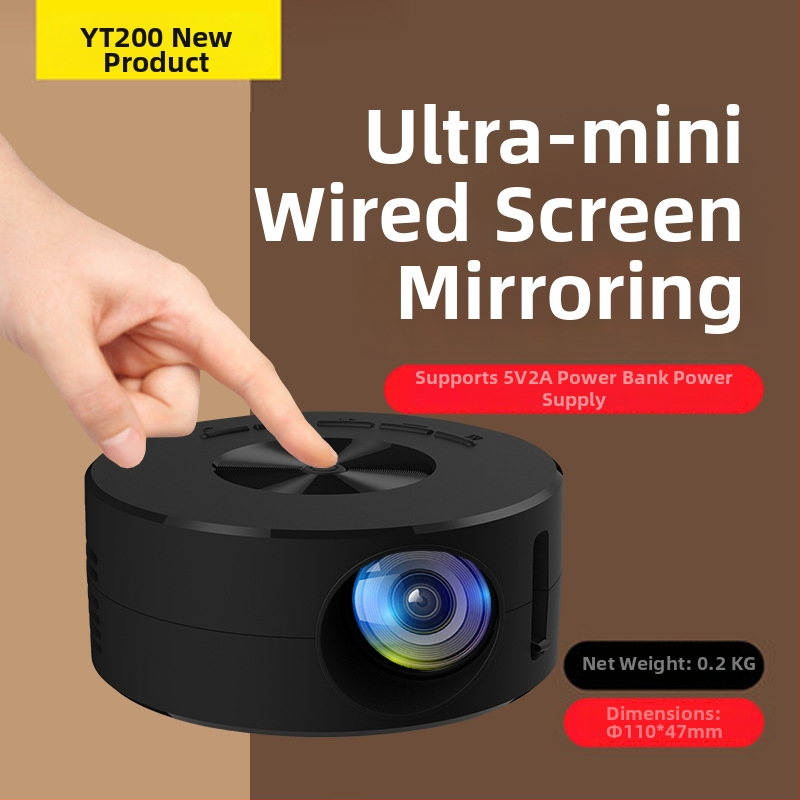 YT200 Prenosný Mini Projektor pre Domácnosť, Inteligentný HD Projektor 1080P