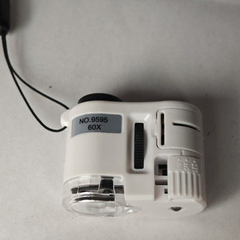 9595 Bijeli mini mikroskop za identifikaciju nakita, LED svjetlo, UV otkrivanje bankovnica, prijenosno LED svjetlo s polariziranim svjetlom