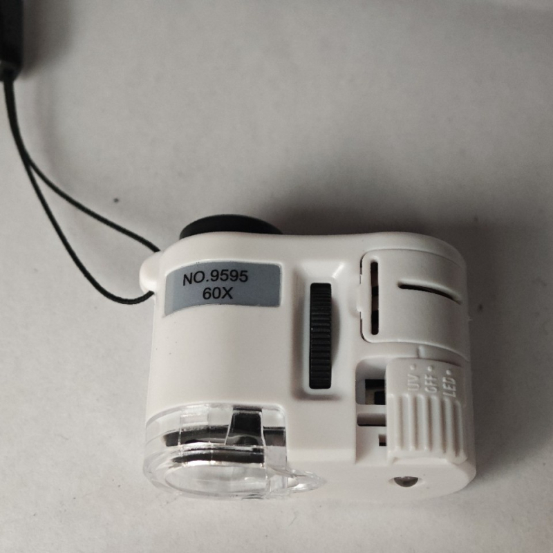 9595 Bijeli mini mikroskop za identifikaciju nakita, LED svjetlo, UV otkrivanje bankovnica, prijenosno LED svjetlo s polariziranim svjetlom