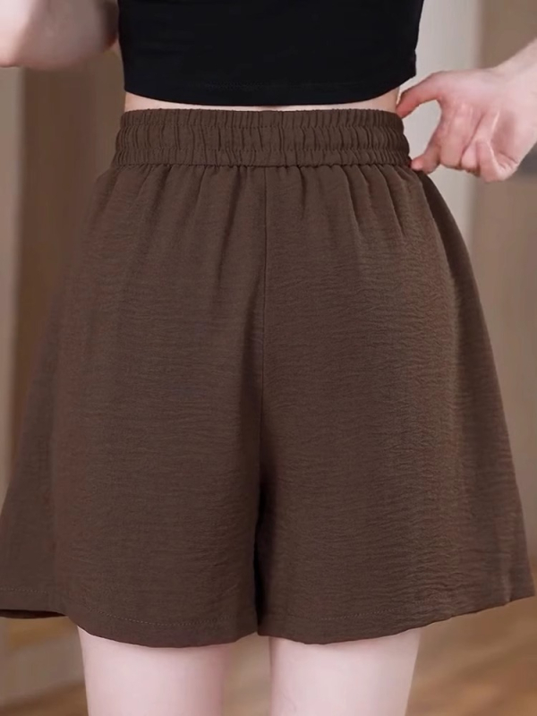 Sive ženske šorceve sa šnuralom od ice silk materijala, novi ljetni model, lagane i prozračne, A-linijski sportski širok casual stil