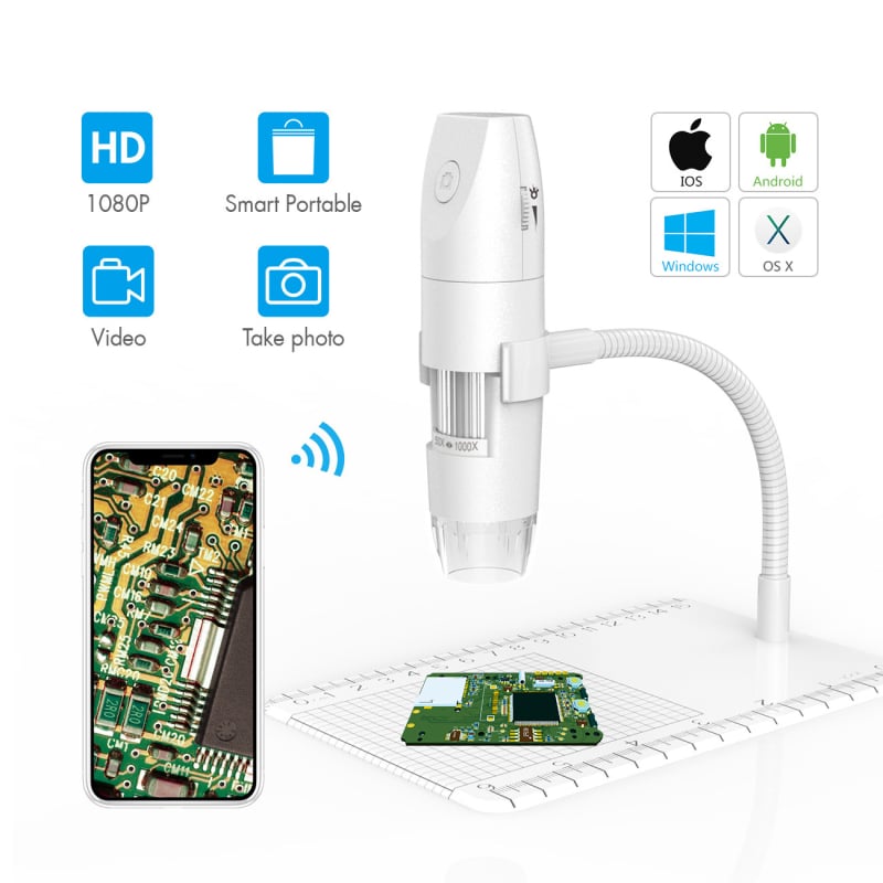 316WiFi Ψηφιακός μικροσκόπιο, 1000x μεγέθυνση, 2 MP, Ασύρματο, Χωρίς Βάση