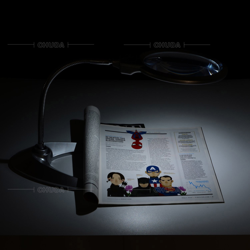 Chuda 4B-10 stolna LED povećala, promjer 130 mm, dvostruki sustav leća i fleksibilni kovinski vrat za popravak PCB ploča