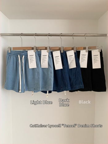 CatKaiser Lyocell denim šortky pre ženy – vysoký pás, elastický pás, dĺžka 3/4, ľahké letné voľnočasové športové