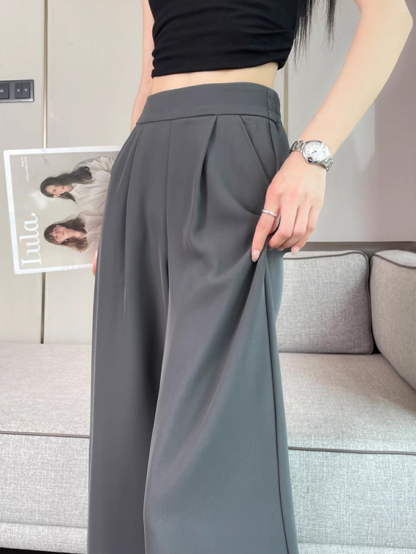 Damske ljetne tanke cropped hlačice s visokim strukom, širokim nogavicama, drapirani ravni kroj, casual hlače