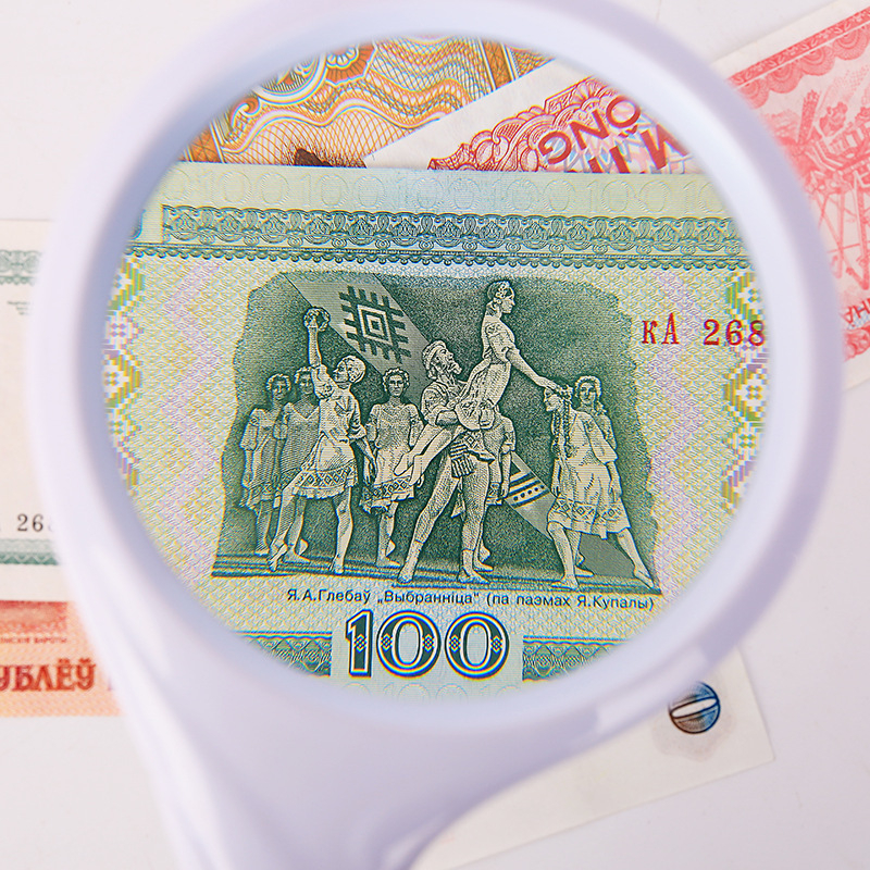 90 мм лупа с извита дръжка, 5x увеличение за четене на книги и вестници