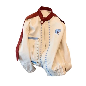 Γυναικείο oversized μπουφάν baseball με χρωματικά μπλοκ, φθινόπωρο 2023 νέο μοντέλο, κορεατικό ρετρό street style με ύφος Χονγκ Κονγκ