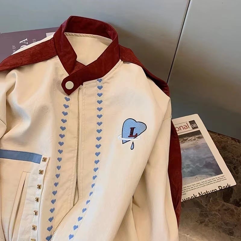 Γυναικείο oversized μπουφάν baseball με χρωματικά μπλοκ, φθινόπωρο 2023 νέο μοντέλο, κορεατικό ρετρό street style με ύφος Χονγκ Κονγκ