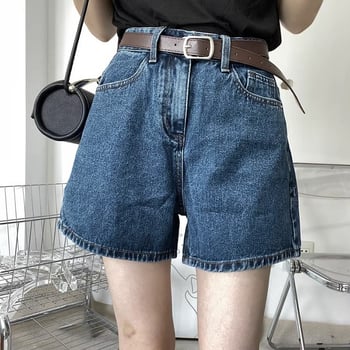 Női széleslábú denim rövidnadrág, őszi casual, plusz méret, magas derék, karcsúsító fazon, A-vonalú szabás