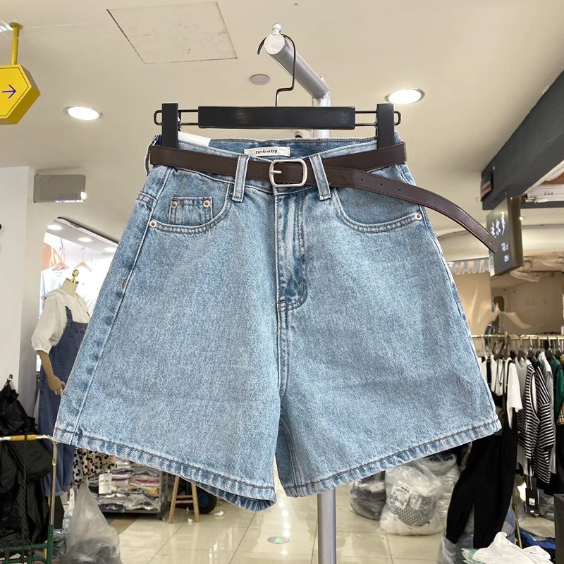 Női széleslábú denim rövidnadrág, őszi casual, plusz méret, magas derék, karcsúsító fazon, A-vonalú szabás