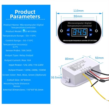 ZFX-W1308A termostat digitálny regulátor teploty, elektronický regulátor teploty, vysoká presnosť, nastaviteľný teplotný spínač