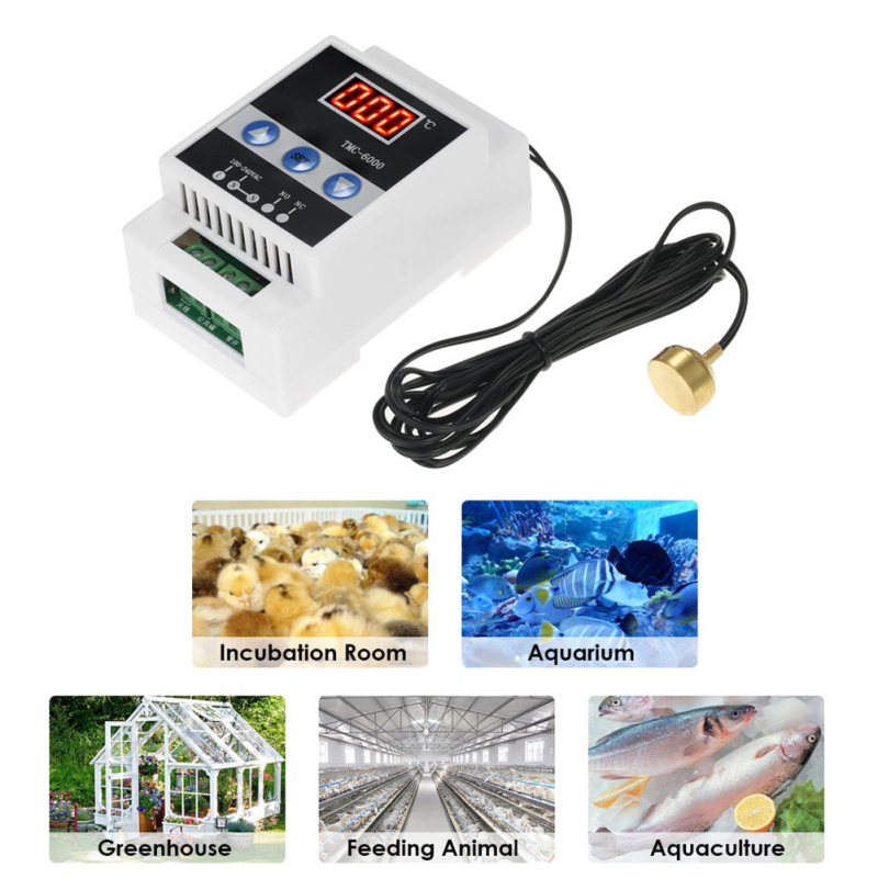 TMC-6000 DIN šina digitalni temperaturni regulator, termostat za hlađenje, 110-240V