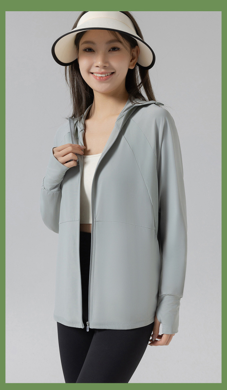 Letna UV zaštitna jakna za parove, prozračni Ice Silk materijal, UPF50+, crni gumeni rub s kapuljačom