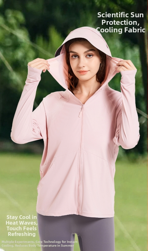 Letna UV zaštitna jakna za parove, prozračni Ice Silk materijal, UPF50+, crni gumeni rub s kapuljačom