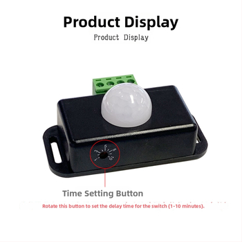 Infračervený PIR senzor pohybu pre monochromatickú LED pásku – skriňa, chodba, schody