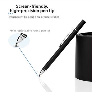Kapacitný stylus s klipom a sacou hlavou, kovové telo, kompatibilný s telefónmi a tabletami