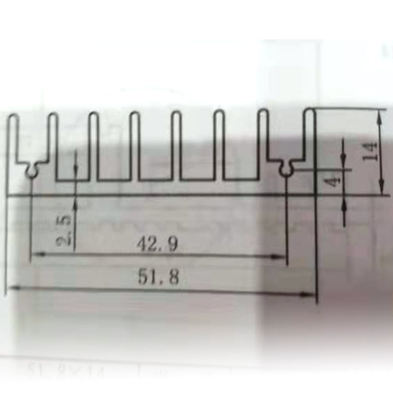 52×14 mm visokou performansni hladnjak za hlađenje, aluminijski profil, za pojačalo čvrstog stanja, aluminijska legura 6063