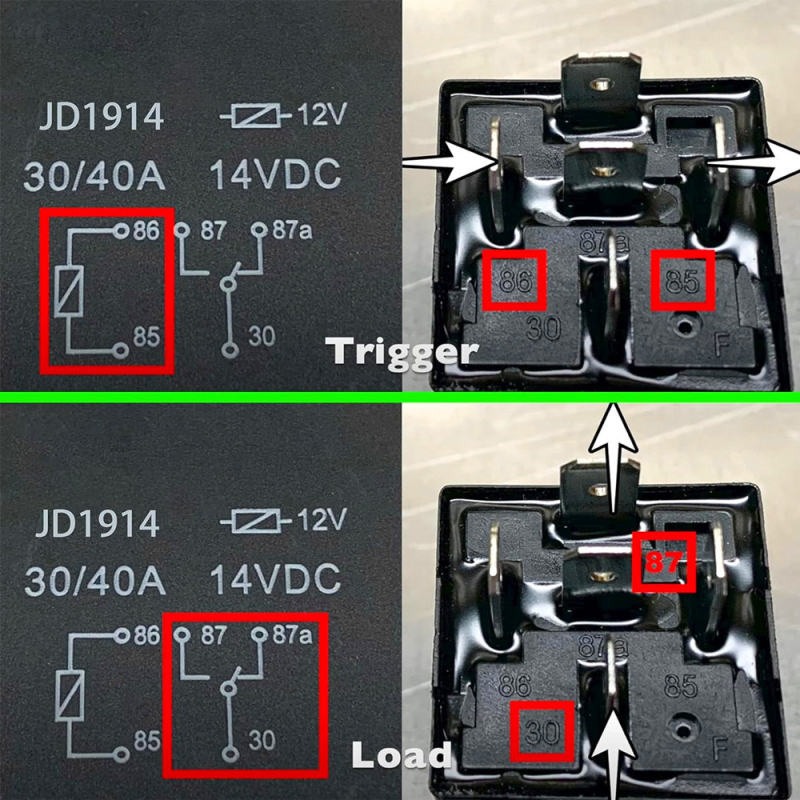 Set od 10 vodootpornih 12V releja s 5 pinova JD1914, 30/40A