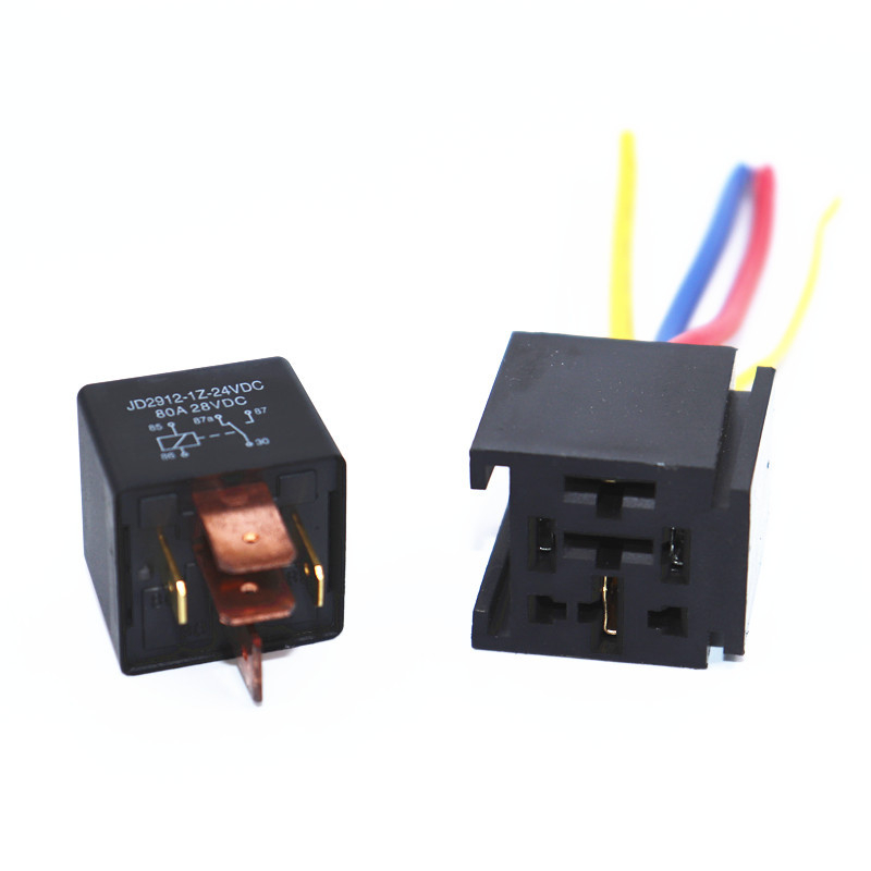 80AJD1912/JD2912 automobilsko rele 12V/24V, 4-pin ili 5-pin, s nosačem za montažu i konektorom