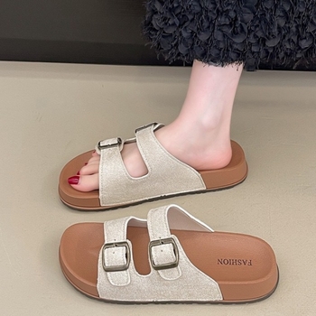 Женски летни сандали в Birkenstock стил, Slip-On с една презрамка, дебела подметка за повдигане, плажни обувки