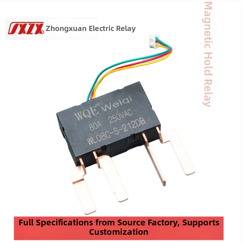 WL08G mágneses tartó relé, 12V, 80A, kettős tekercs, két készlet, normálisan zárt érintkezőkkel ellátott elektromágneses relé, 4.6W