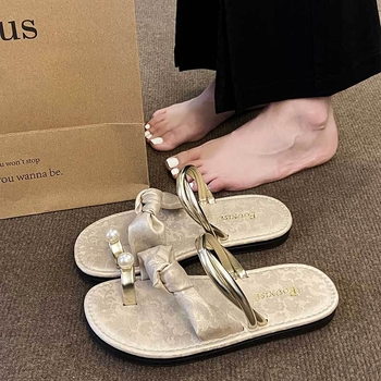 Френски нишови висококачествени равни дамски сандали, slip-on стил, за плажа и градска лятна мода