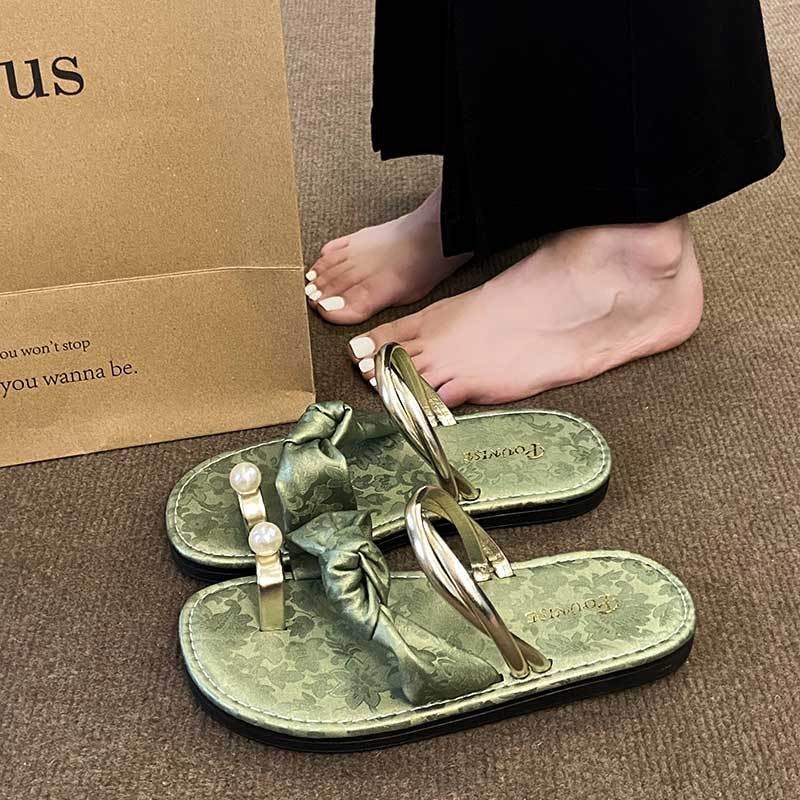 Френски нишови висококачествени равни дамски сандали, slip-on стил, за плажа и градска лятна мода