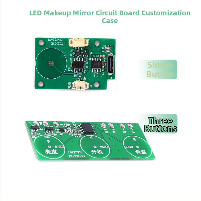 PCB placă pentru oglindă de machiaj LED cu control tactil al intensității – LED monocrom/bi-color pe placă