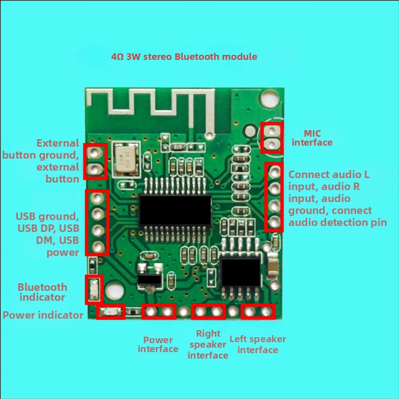 Bluetooth modul pojačala ploča s niskom potrošnjom energije, Bluetooth 5.0 DIY prijemnik za zvučnike, dizajn i razvoj elektroničkog kruga