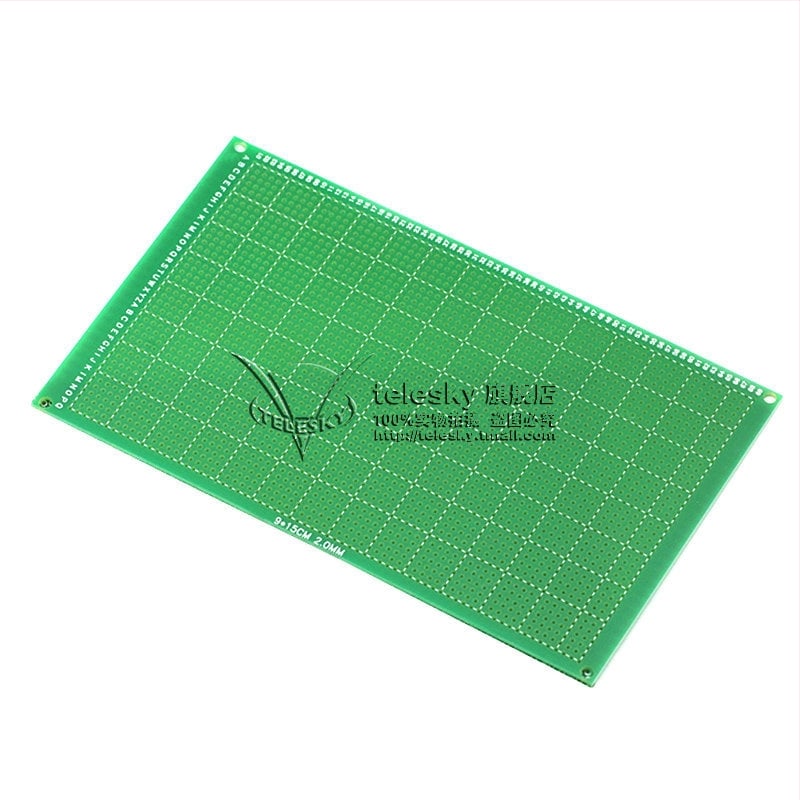 9×15 cm jednostruka PCB pločica s tin sprejem premazom, s otvorima, eksperimentalna pločica